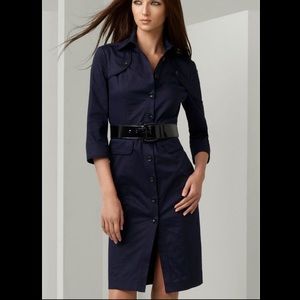 Burberry Navy Shirt Dress w/Patent Leather Belt